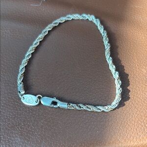 Vintage Signed 925 SS & 14K Rope Chain Bracelet